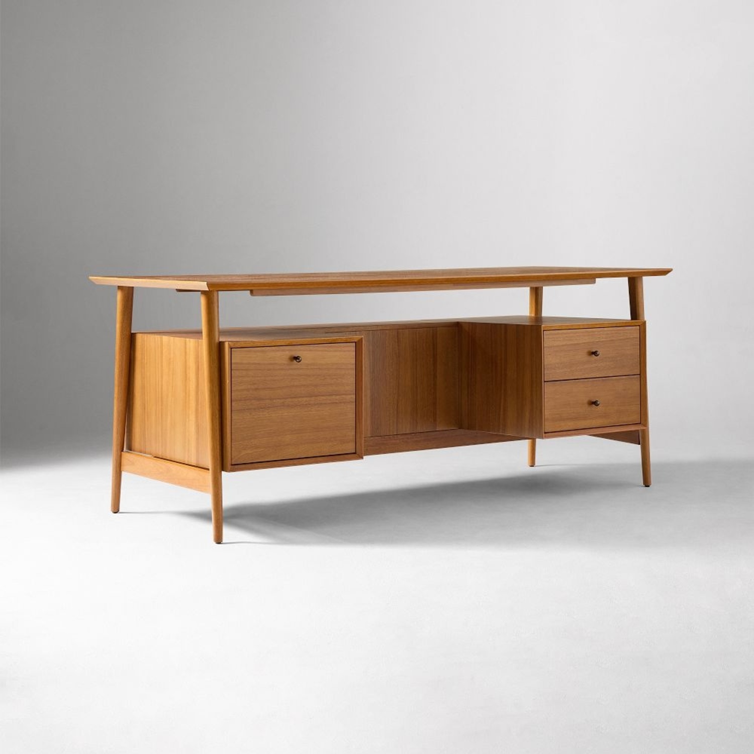 West Elm Executive Desk Dark Brown Wood Desk - image-0