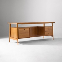 West Elm Executive Desk Dark Brown Wood Desk