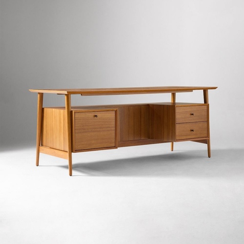 Used West Elm Executive Desk Dark Brown Wood Desk for sale on AptDeco