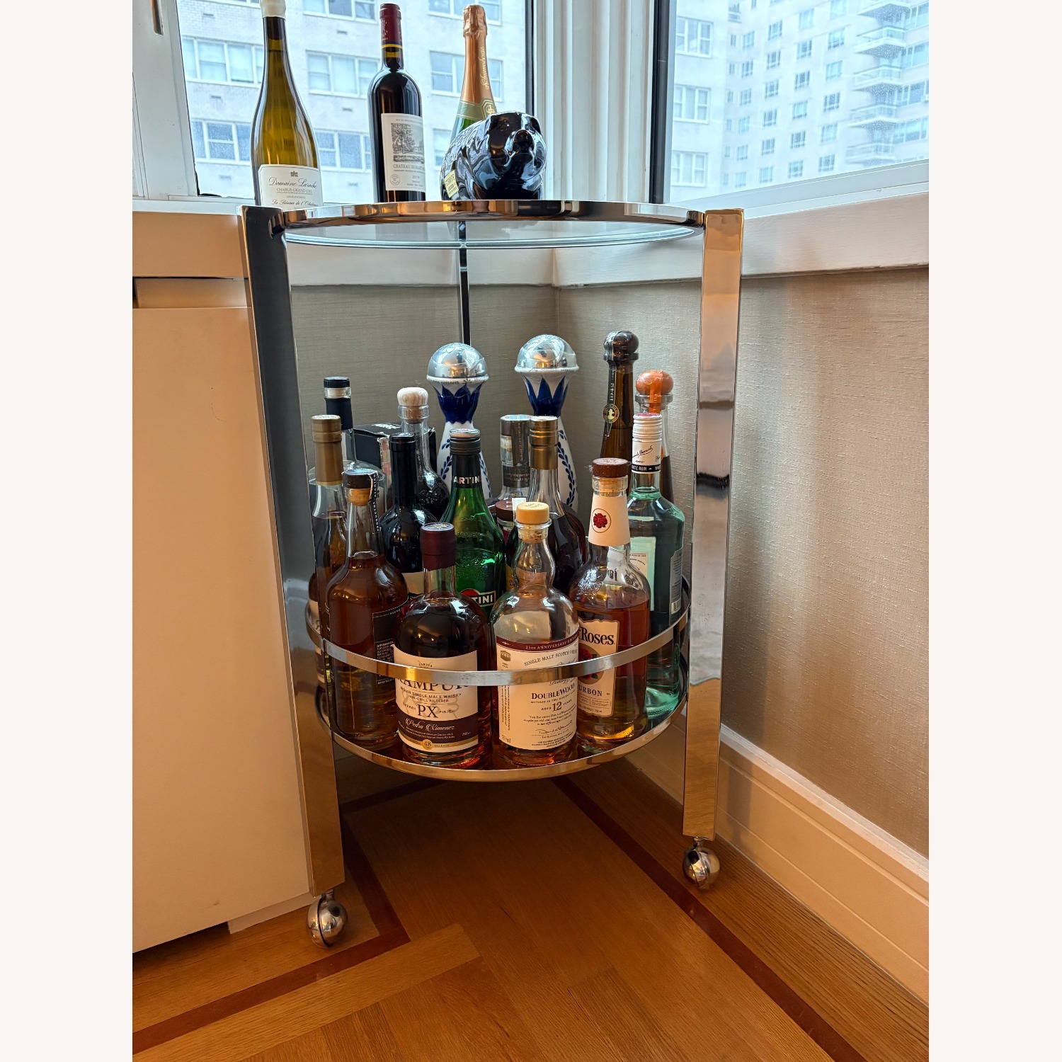 CB2 Silver Ernest Bar Cart - image-1