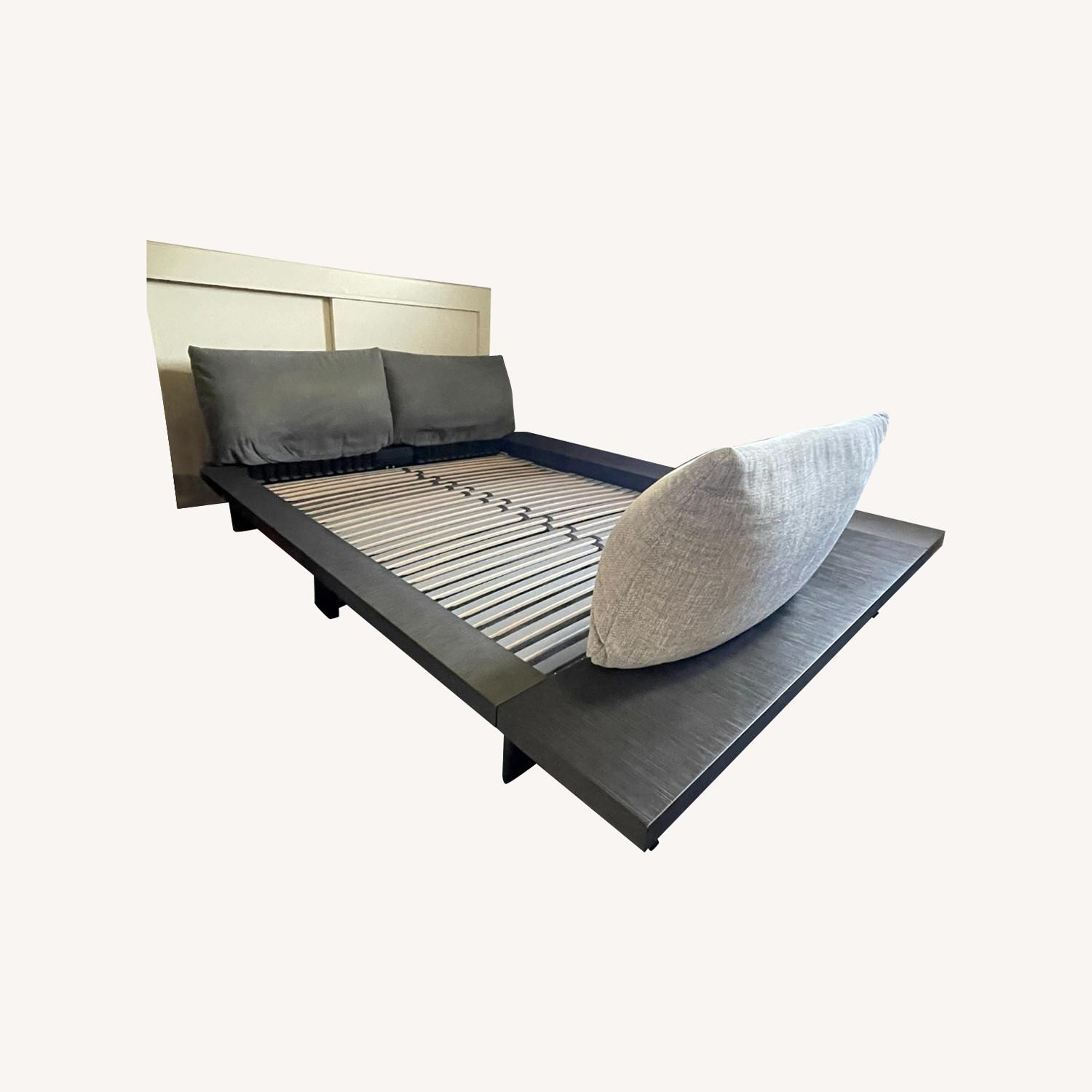 Ligne Roset Peter Maly Dark Brown Wood Queen Bed - image-0