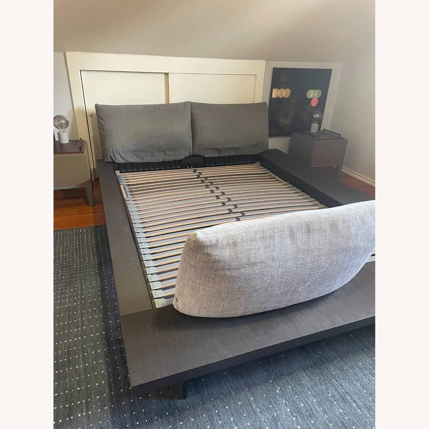 Ligne Roset Peter Maly Dark Brown Wood Queen Bed - image-3