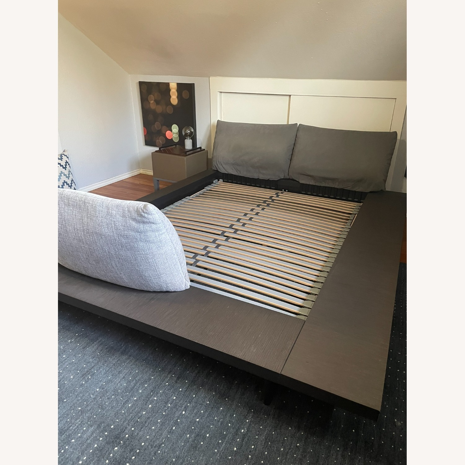 Ligne Roset Peter Maly Dark Brown Wood Queen Bed - image-1