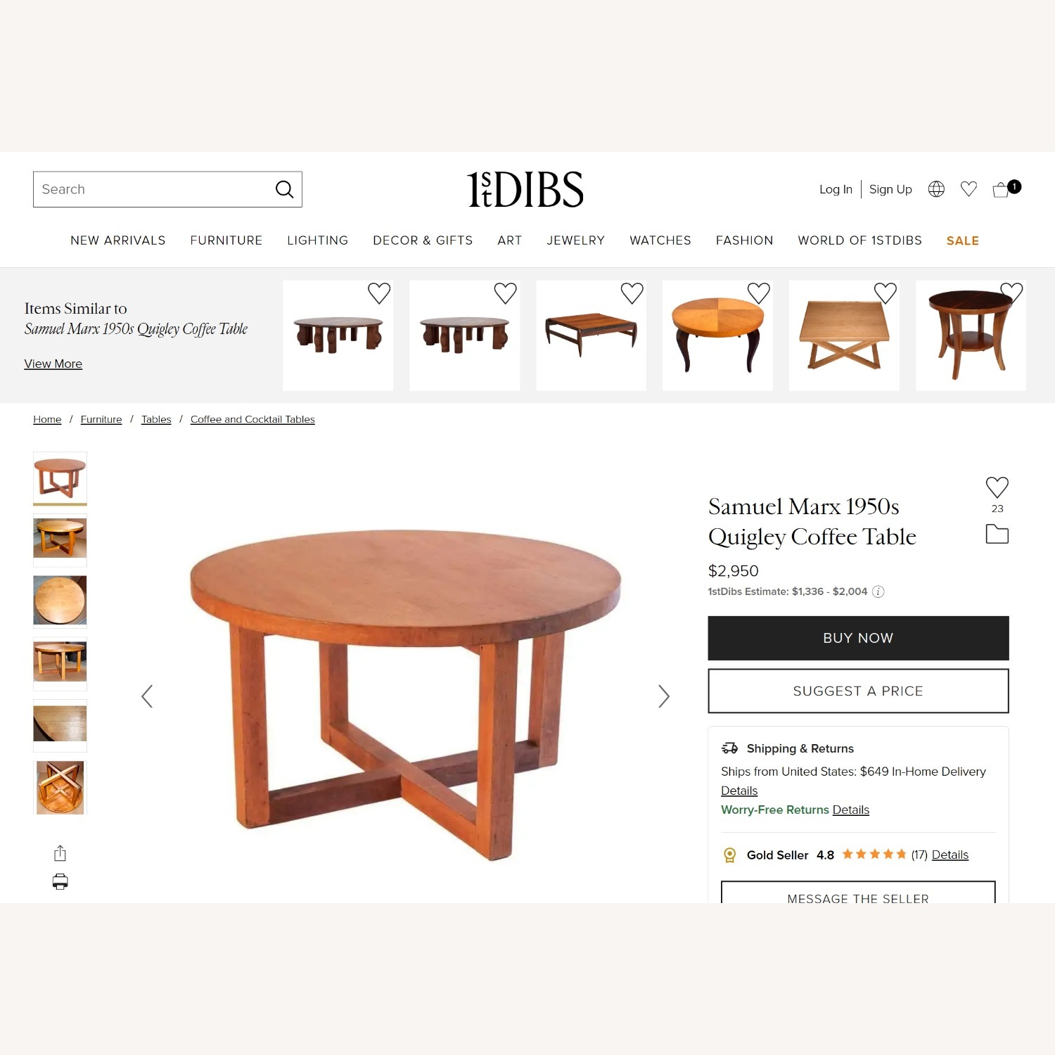 Samuel Marx Vintage Coffee Table - image-5