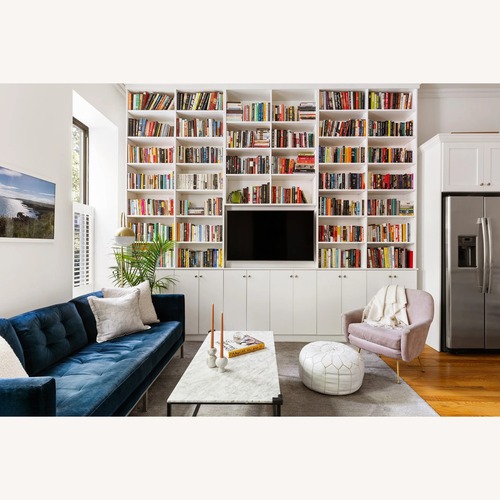 Used Room & Board Sabine Blue Velvet Sofa for sale on AptDeco