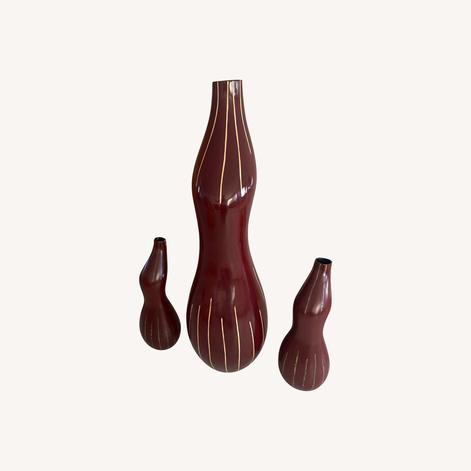Mattia Bonetti Tall Red Art Vases - image-0