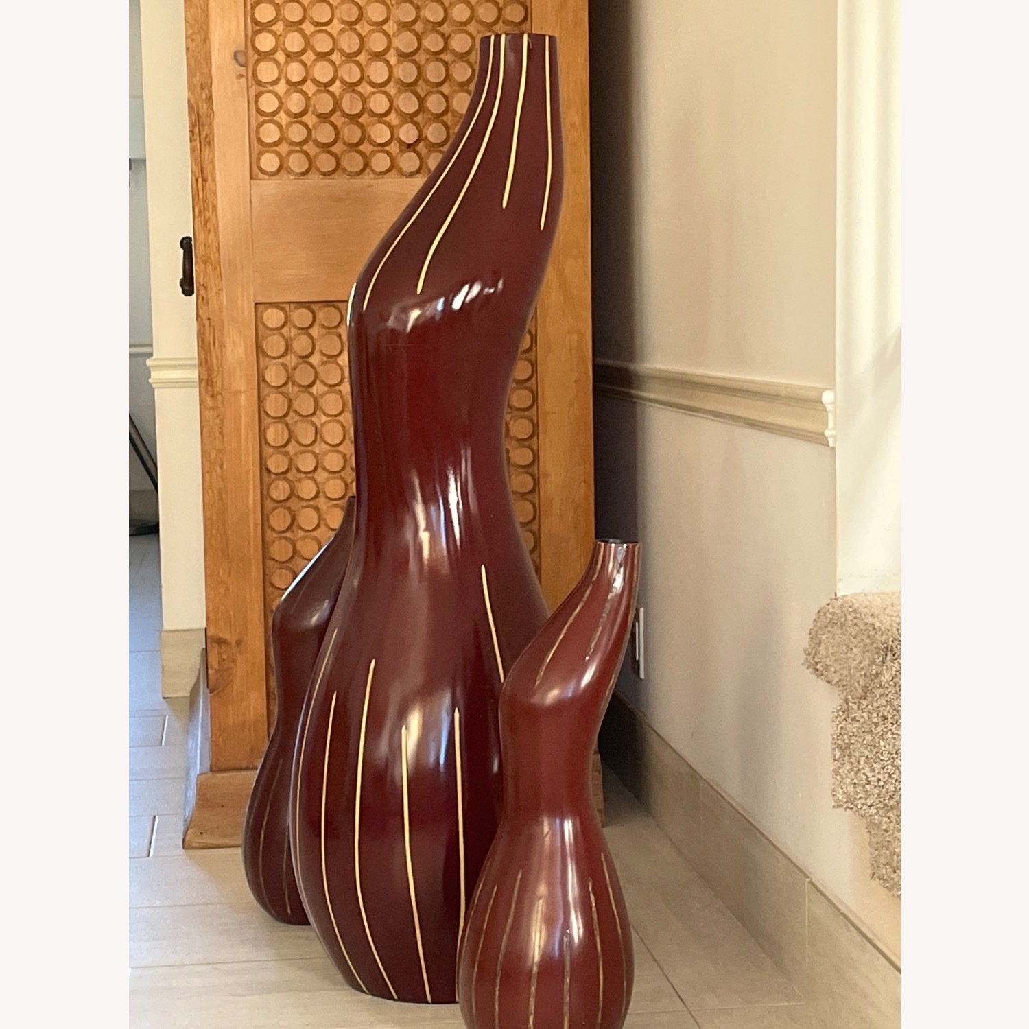 Mattia Bonetti Tall Red Art Vases - image-5