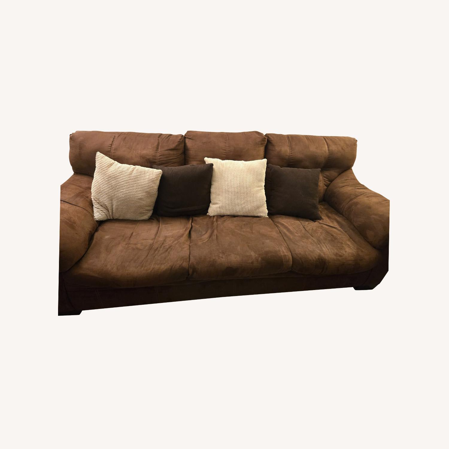 Ashley Furniture Dark Brown Fabric 3+ Seater Sofa - image-0