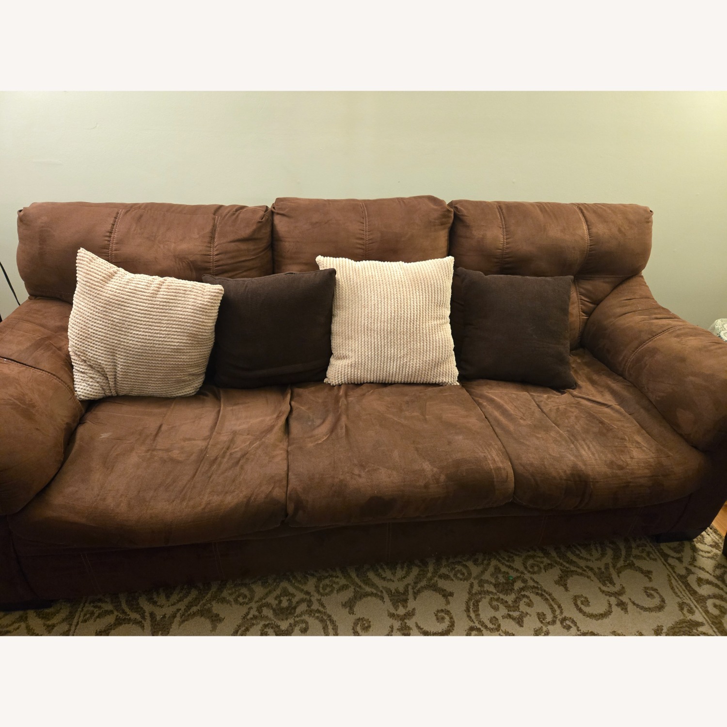 Ashley Furniture Dark Brown Fabric 3+ Seater Sofa - image-1