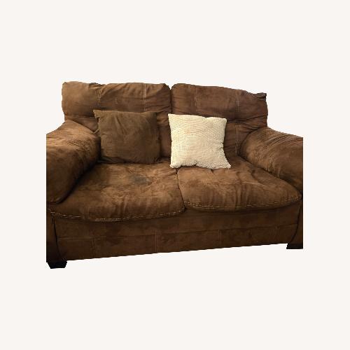 Used Ashley Furniture Dark Brown Fabric Loveseat for sale on AptDeco