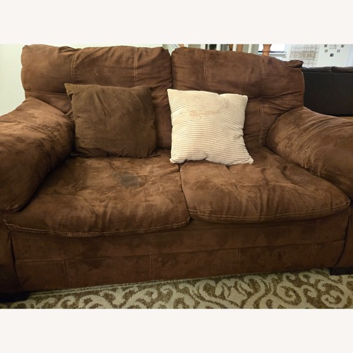 Used Ashley Furniture Dark Brown Fabric Loveseat for sale on AptDeco