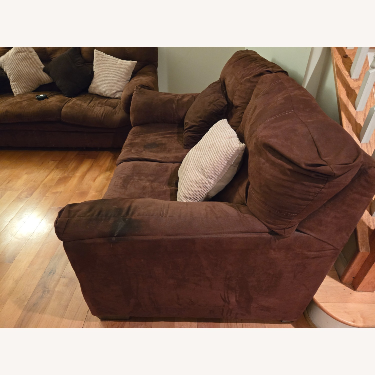 Ashley Furniture Dark Brown Fabric Loveseat - image-3