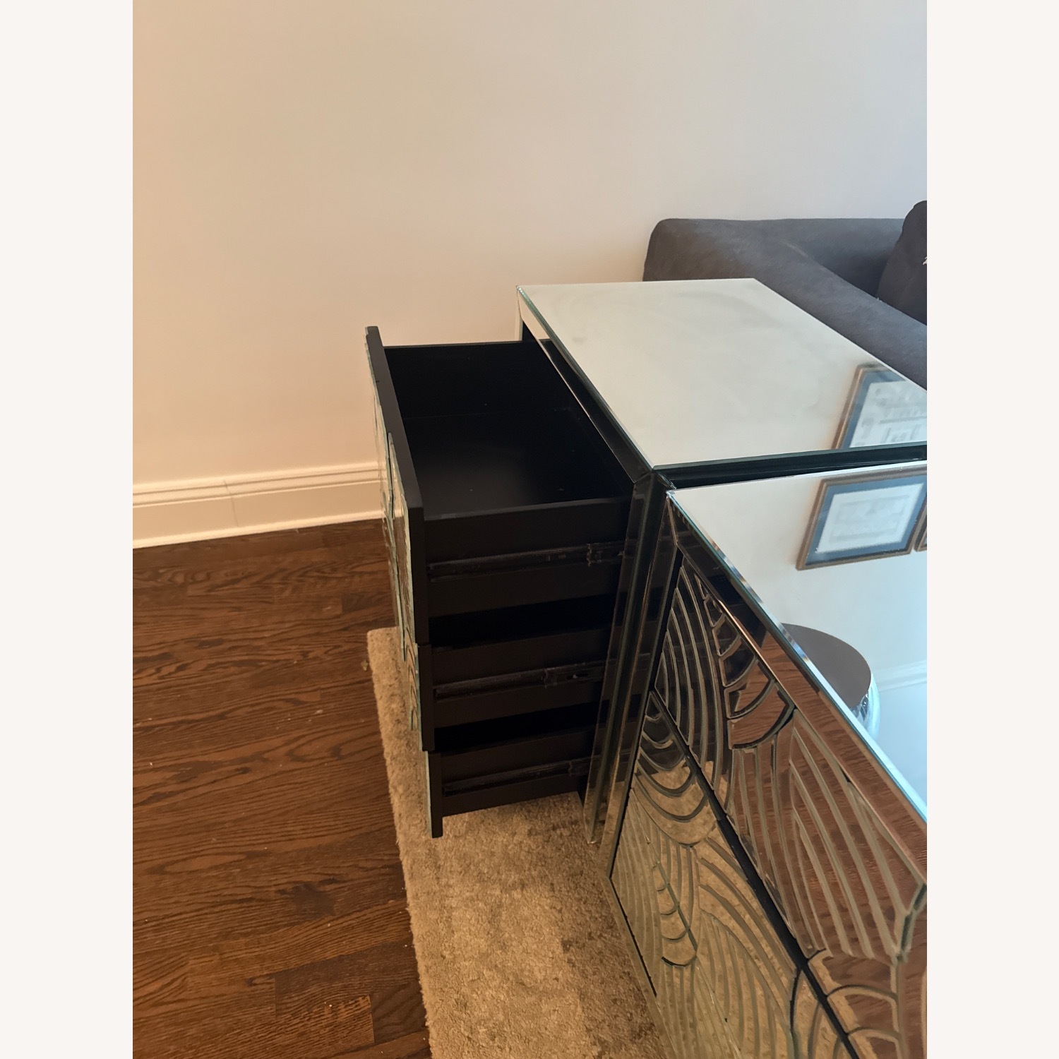 Mirrored Nightstands With 3 Drawers - image-6