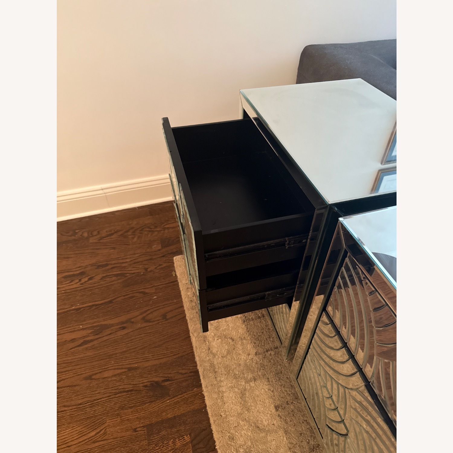 Mirrored Nightstands With 3 Drawers - image-5