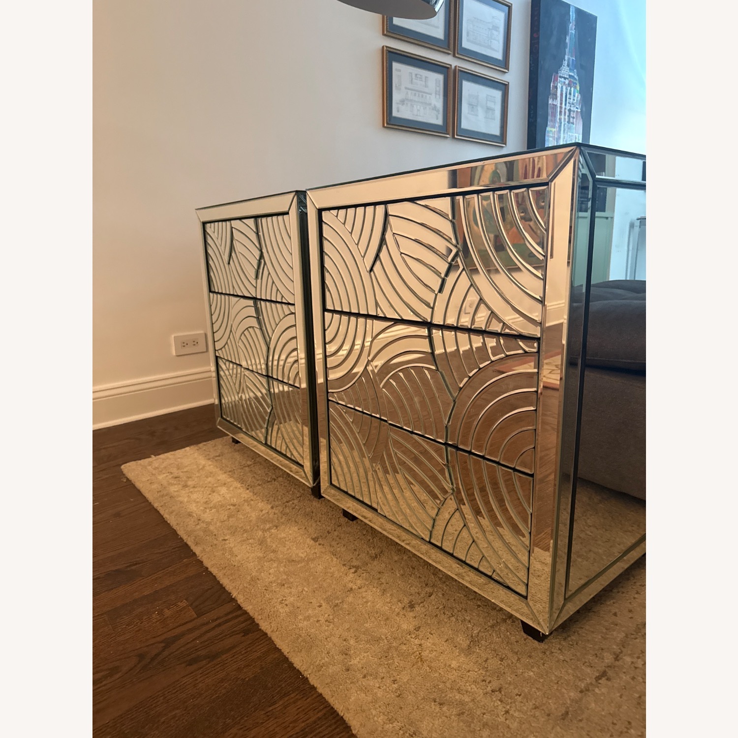Mirrored Nightstands With 3 Drawers - image-3