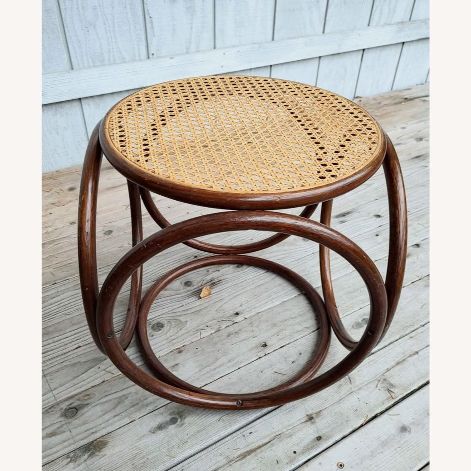 Vintage Bentwood Stool Side Table MCM Thonet Style - image-2