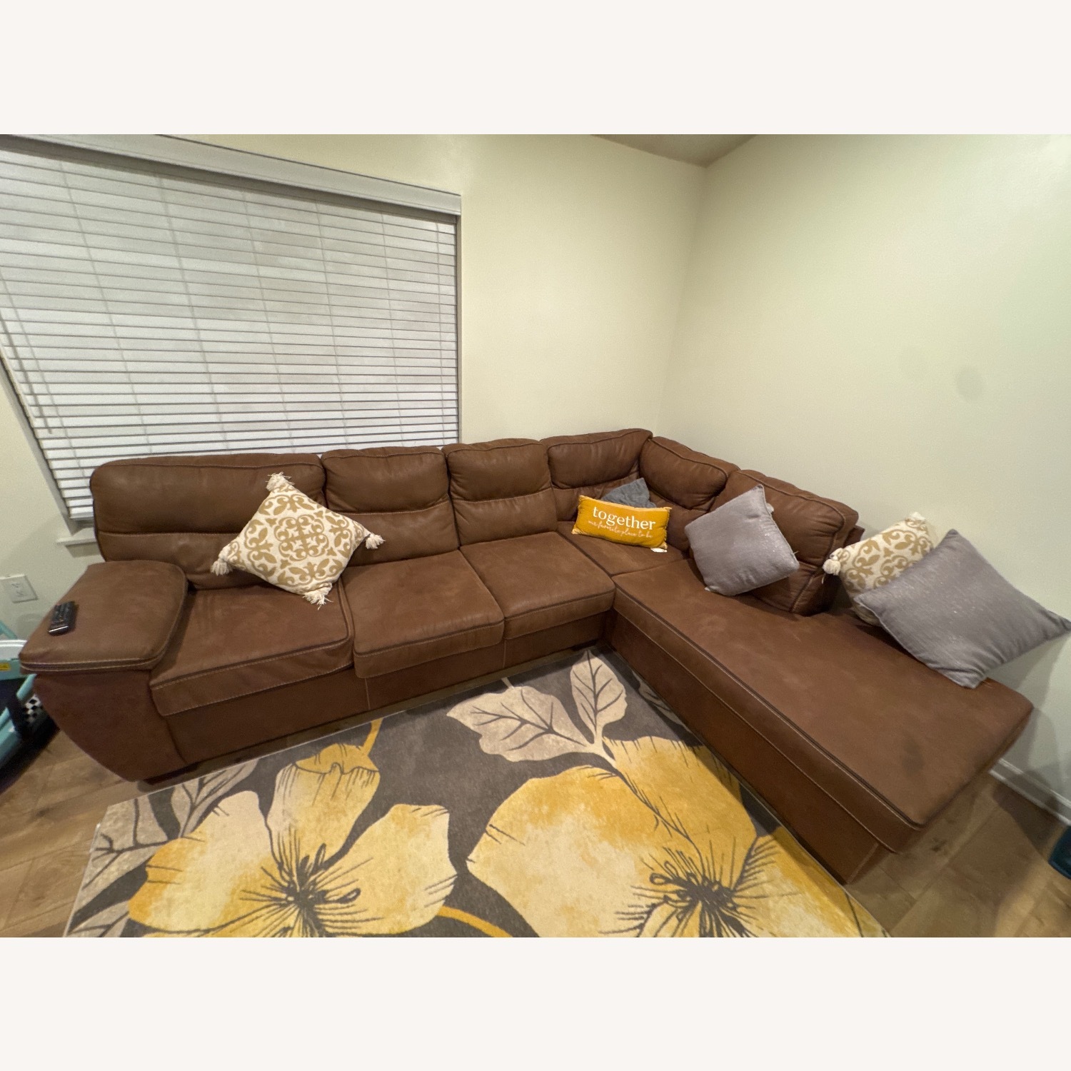 Dark Brown Fabric 2 Piece Sectional - image-3