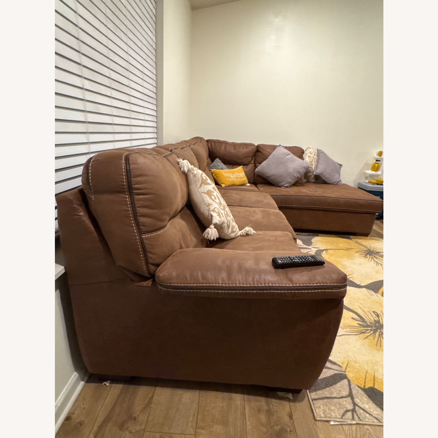 Dark Brown Fabric 2 Piece Sectional - image-2