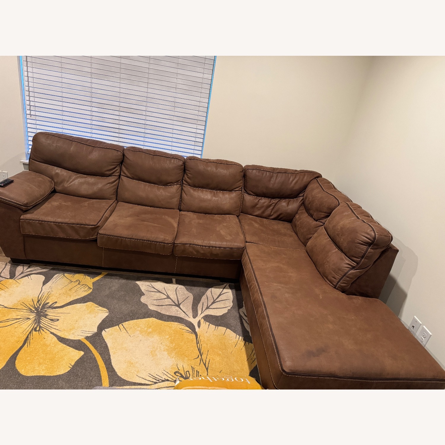 Dark Brown Fabric 2 Piece Sectional - image-1