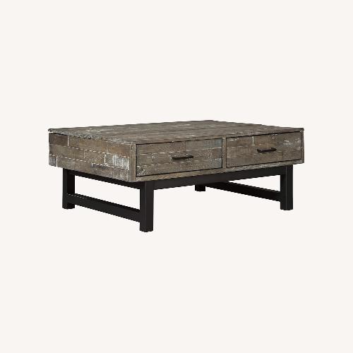 Used Ashley Furniture Light Gray Wood Coffee Table for sale on AptDeco