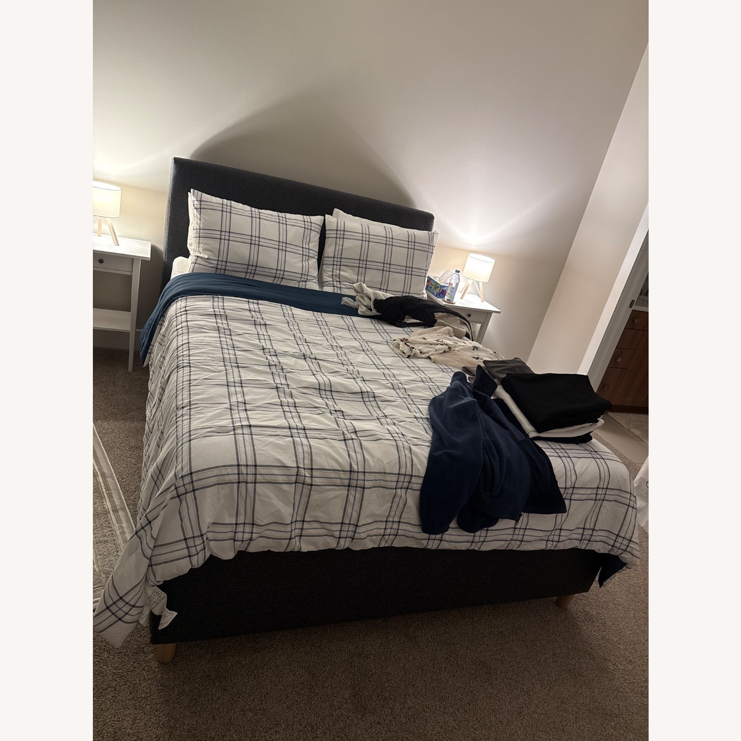 IKEA Queen Bed Light Gray - image-0