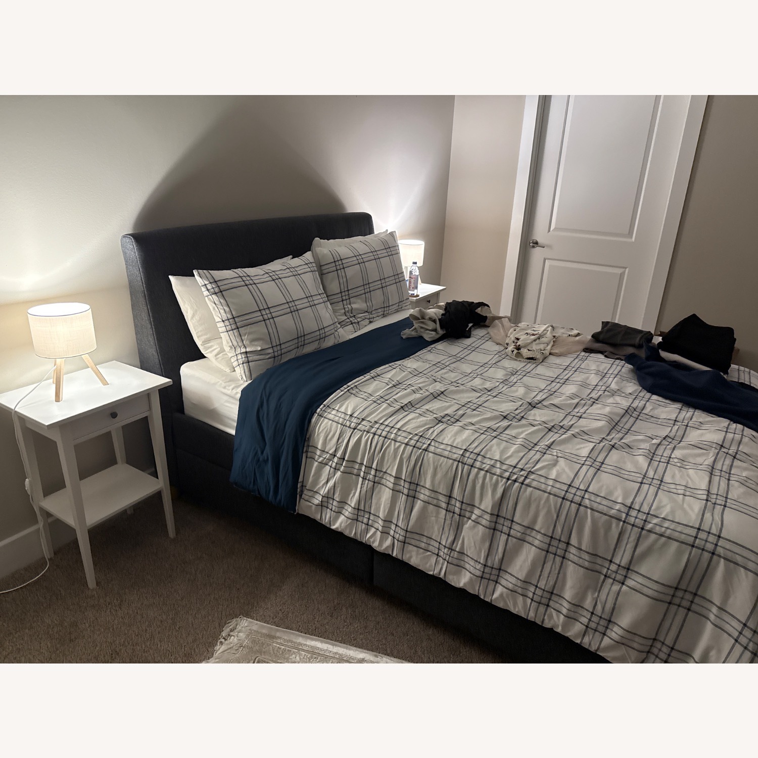IKEA Queen Bed Light Gray - image-1