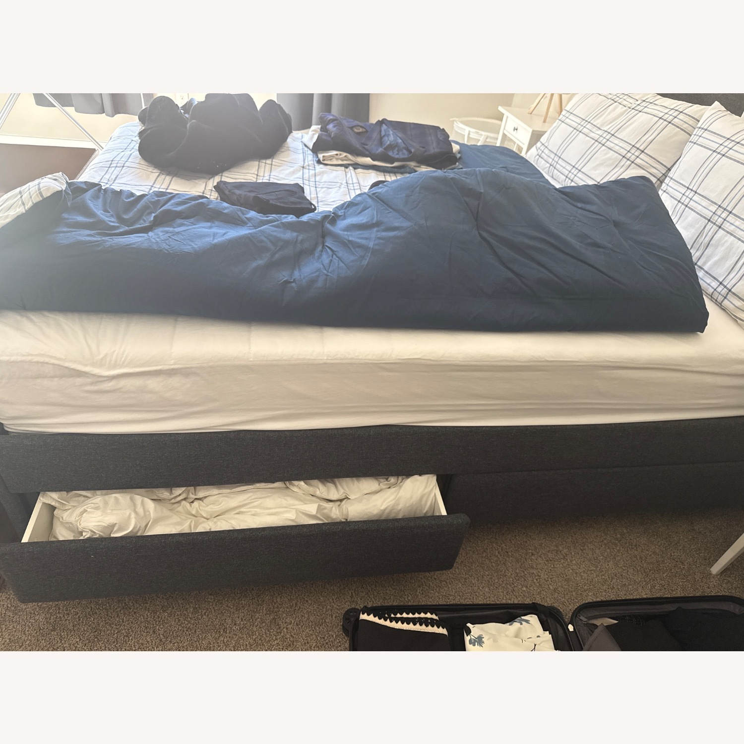 IKEA Queen Bed Light Gray - image-2