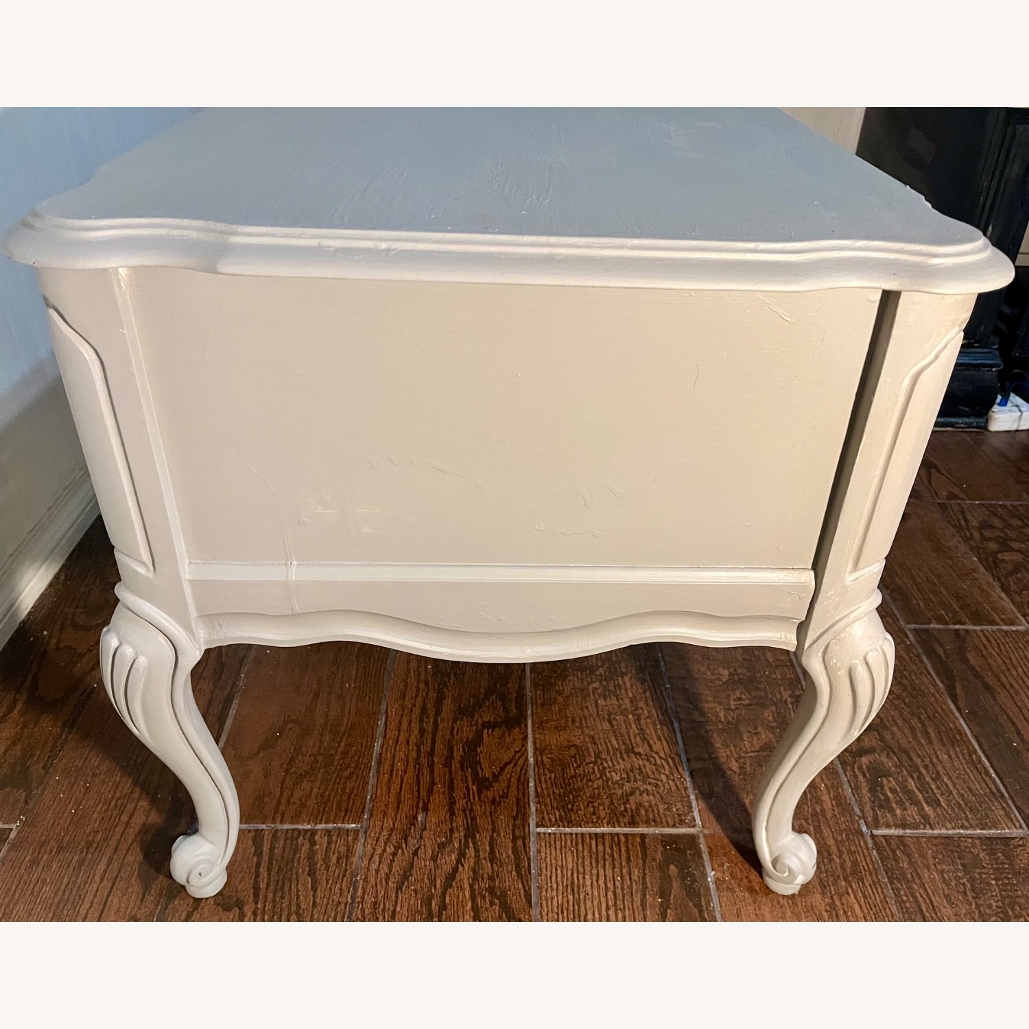 Vintage Light Gray Wood Nightstand - image-2