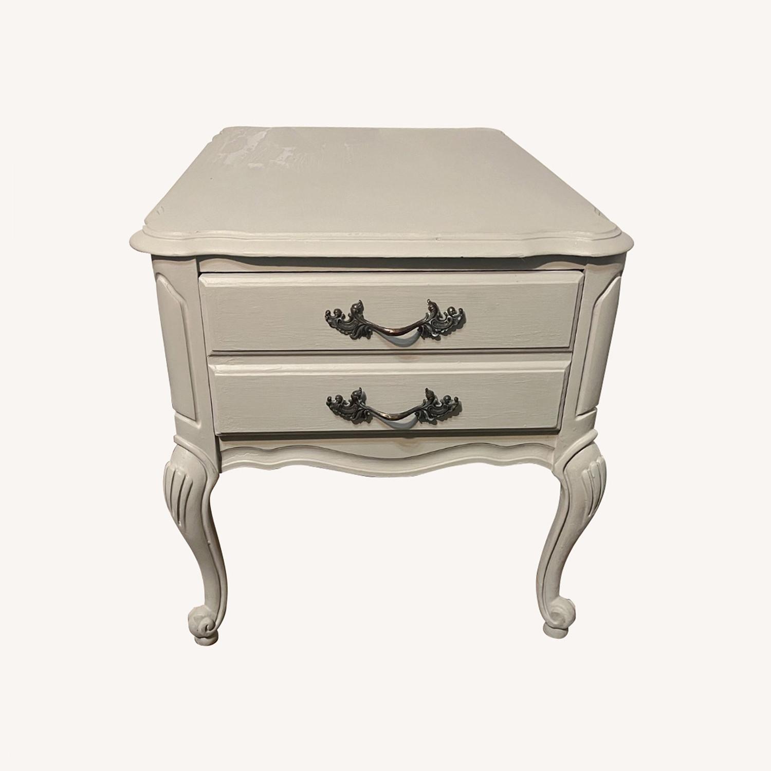 Vintage Light Gray Wood Nightstand - image-0