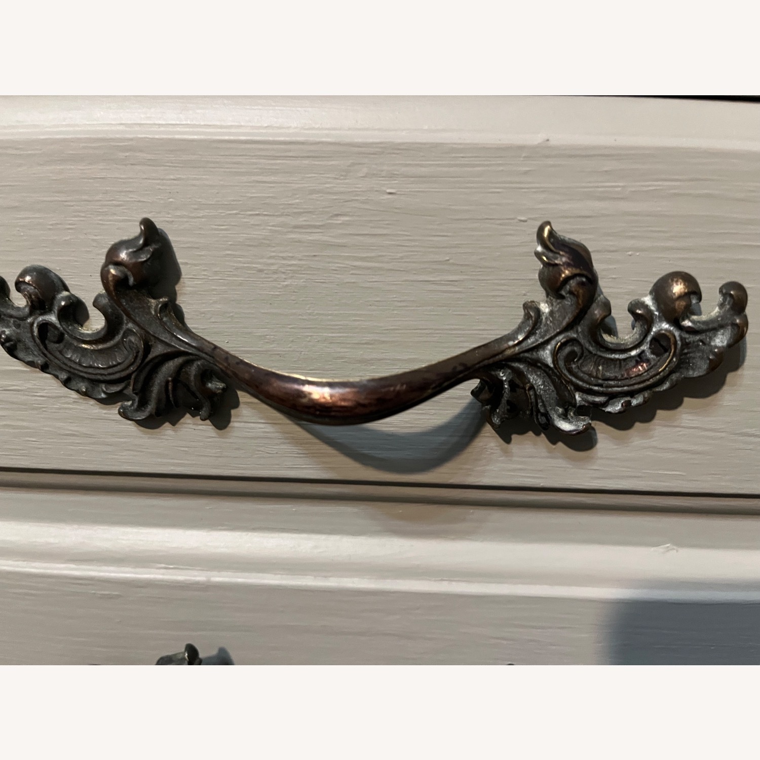 Vintage Light Gray Wood Nightstand - image-5