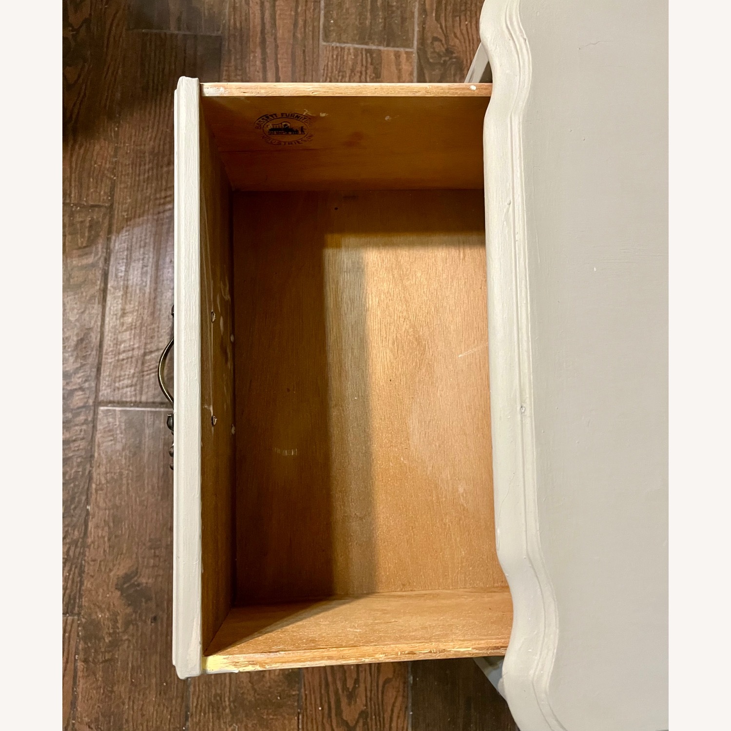 Vintage Light Gray Wood Nightstand - image-6