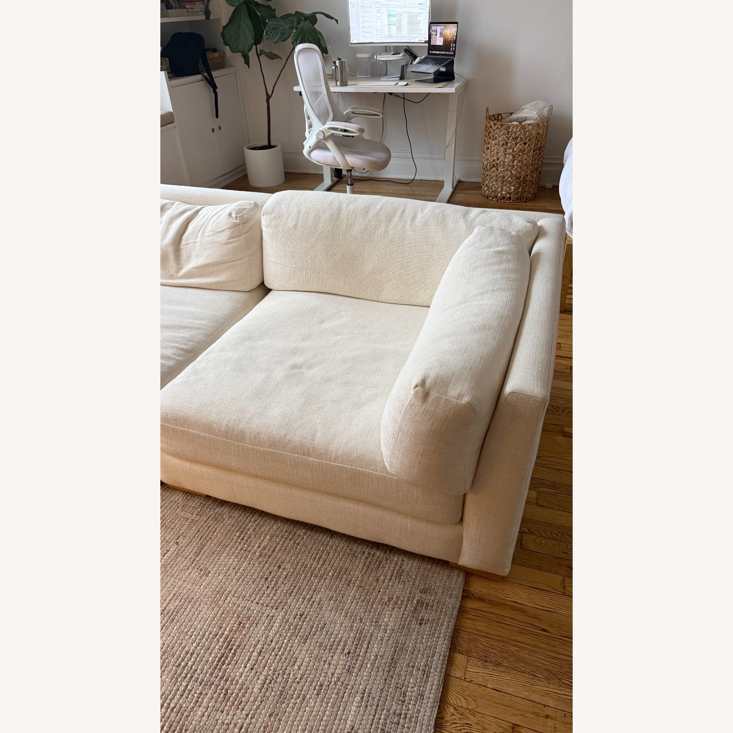 CB2 Deseo Deep Corner Chair, Nomad Fabric, Snow - image-2