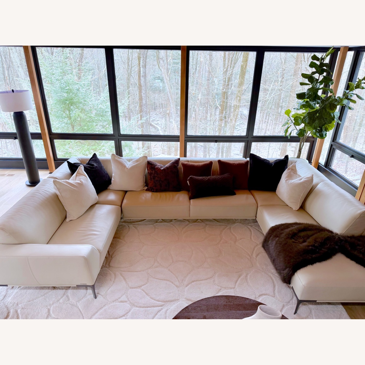 Roche Bobois Meterore Greige Leather 3+ Piece Sectional - image-0