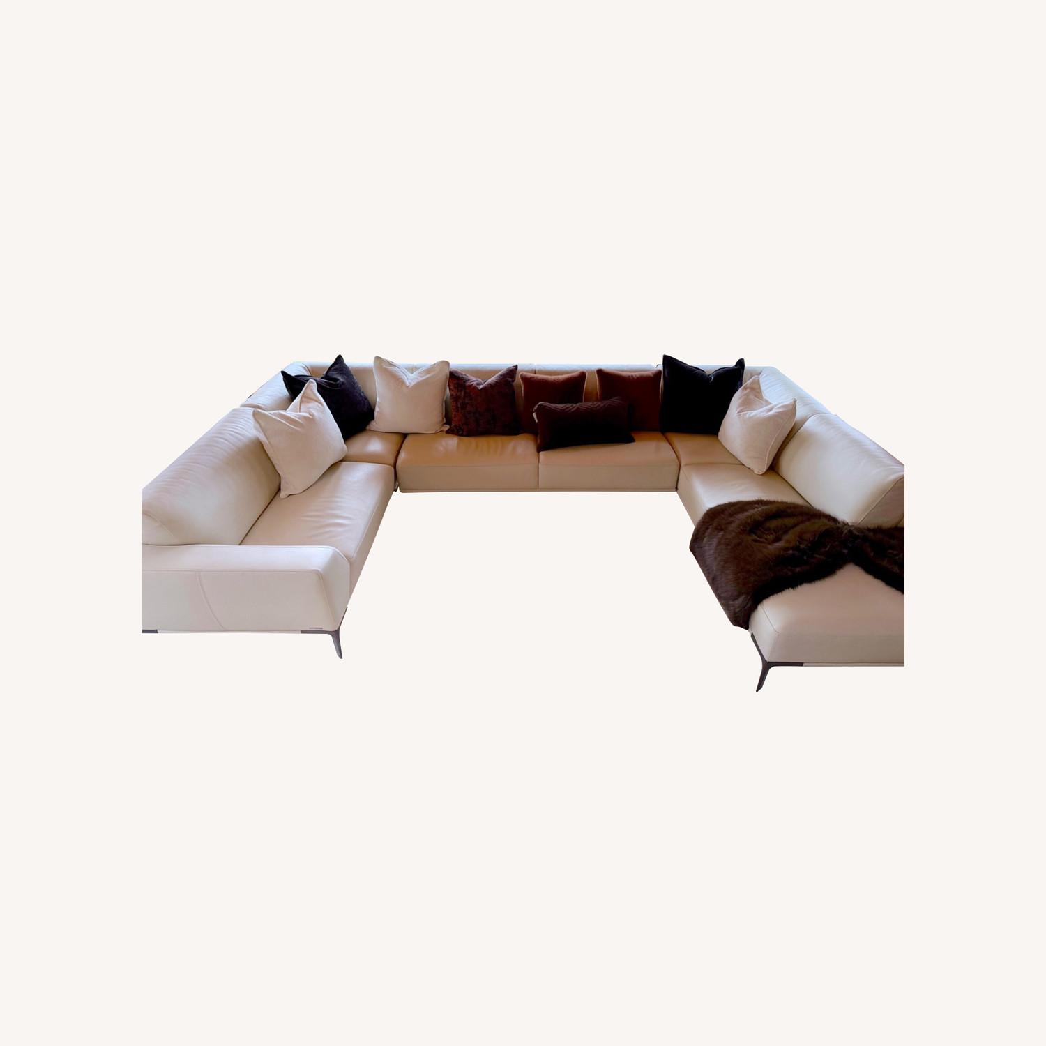 Roche Bobois Meterore Greige Leather 3+ Piece Sectional - image-0