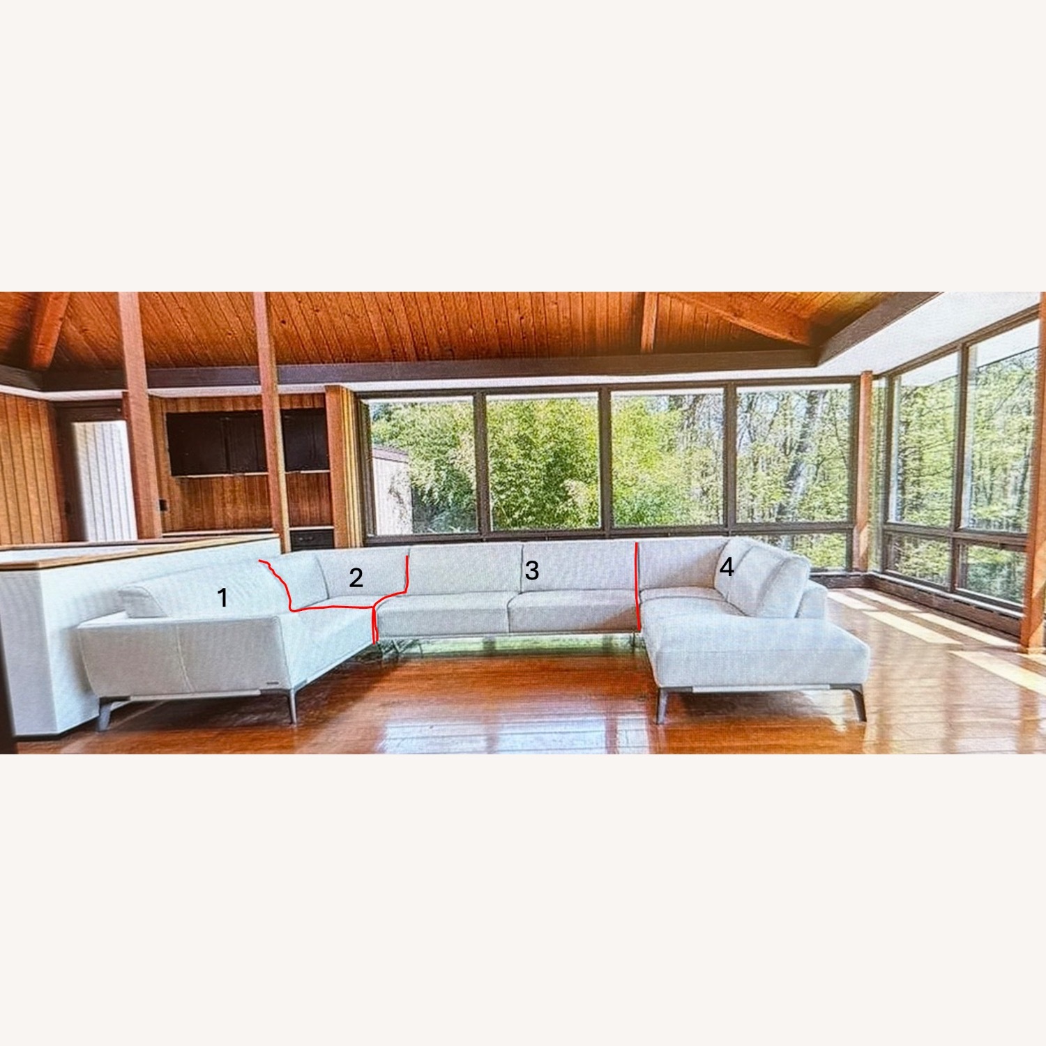 Roche Bobois Meterore Greige Leather 3+ Piece Sectional - image-10