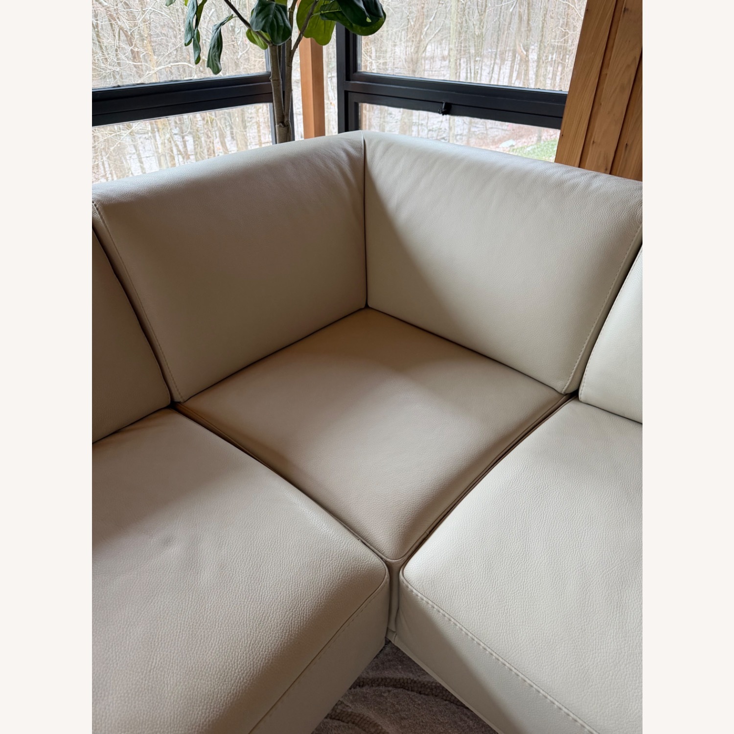 Roche Bobois Meterore Greige Leather 3+ Piece Sectional - image-7