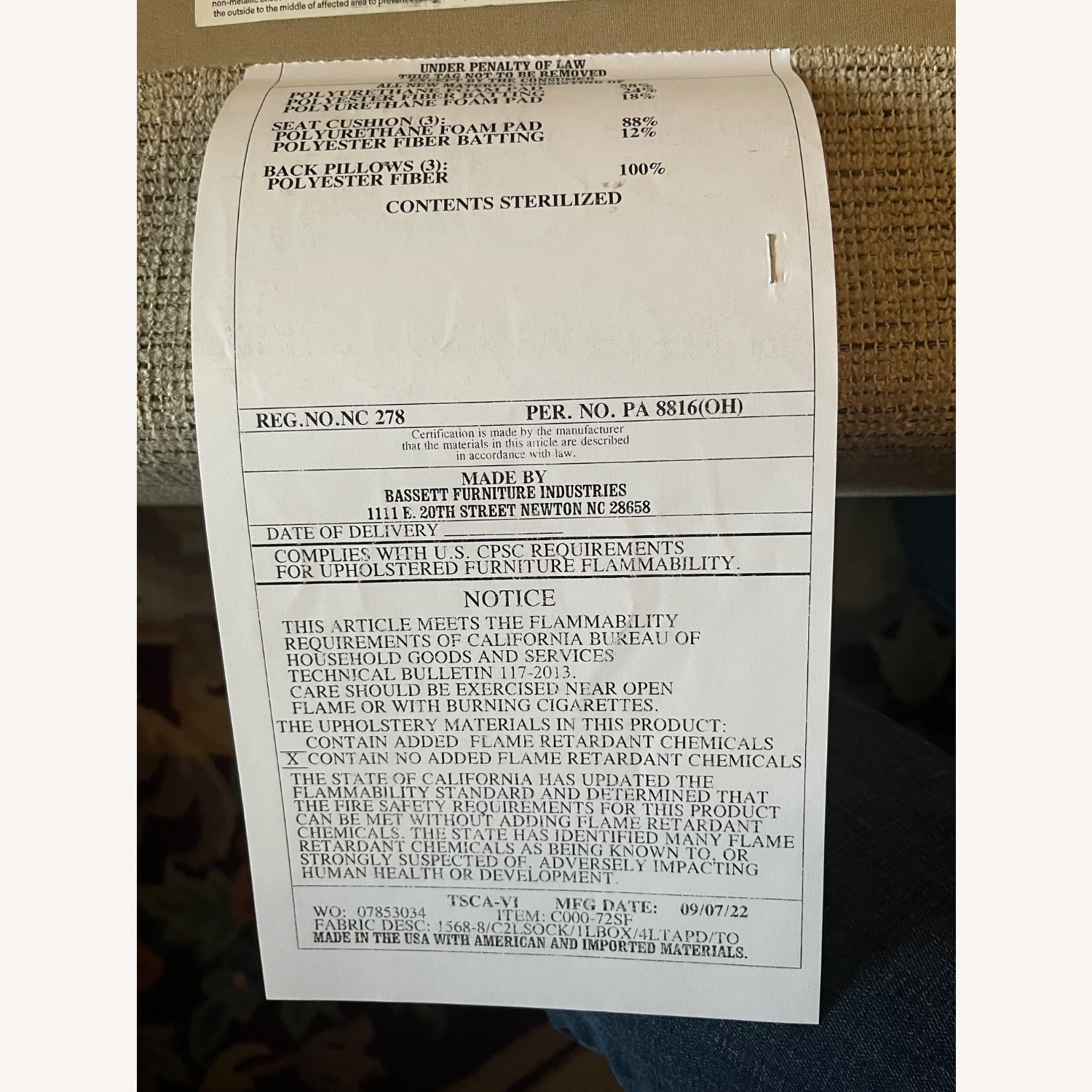 Bassett Bench Made Fabric 3+ Seater Sofa - image-9