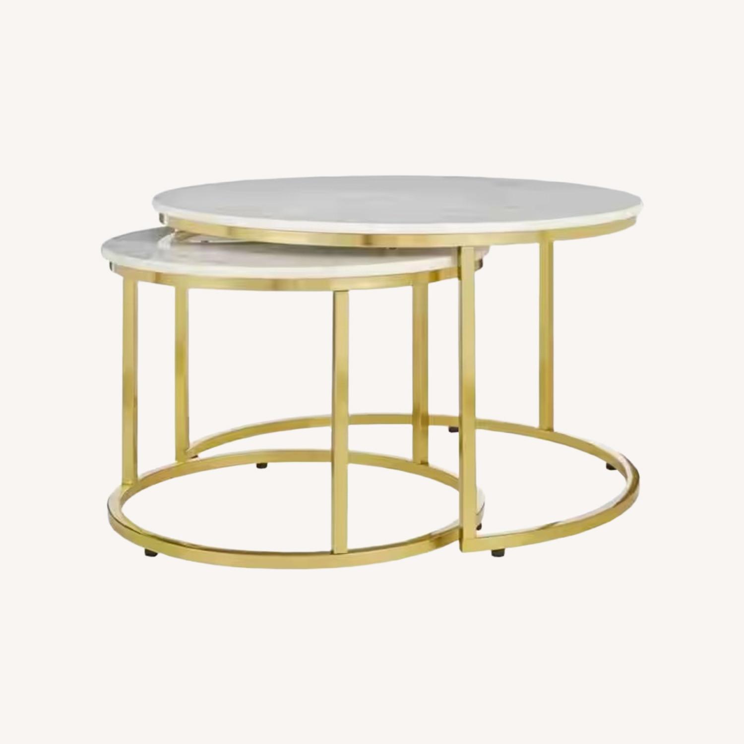 Cheval Marble and Gold Coffee Table - image-0