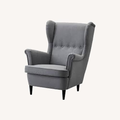 Used IKEA Strandmon Light Gray Fabric Armchair for sale on AptDeco