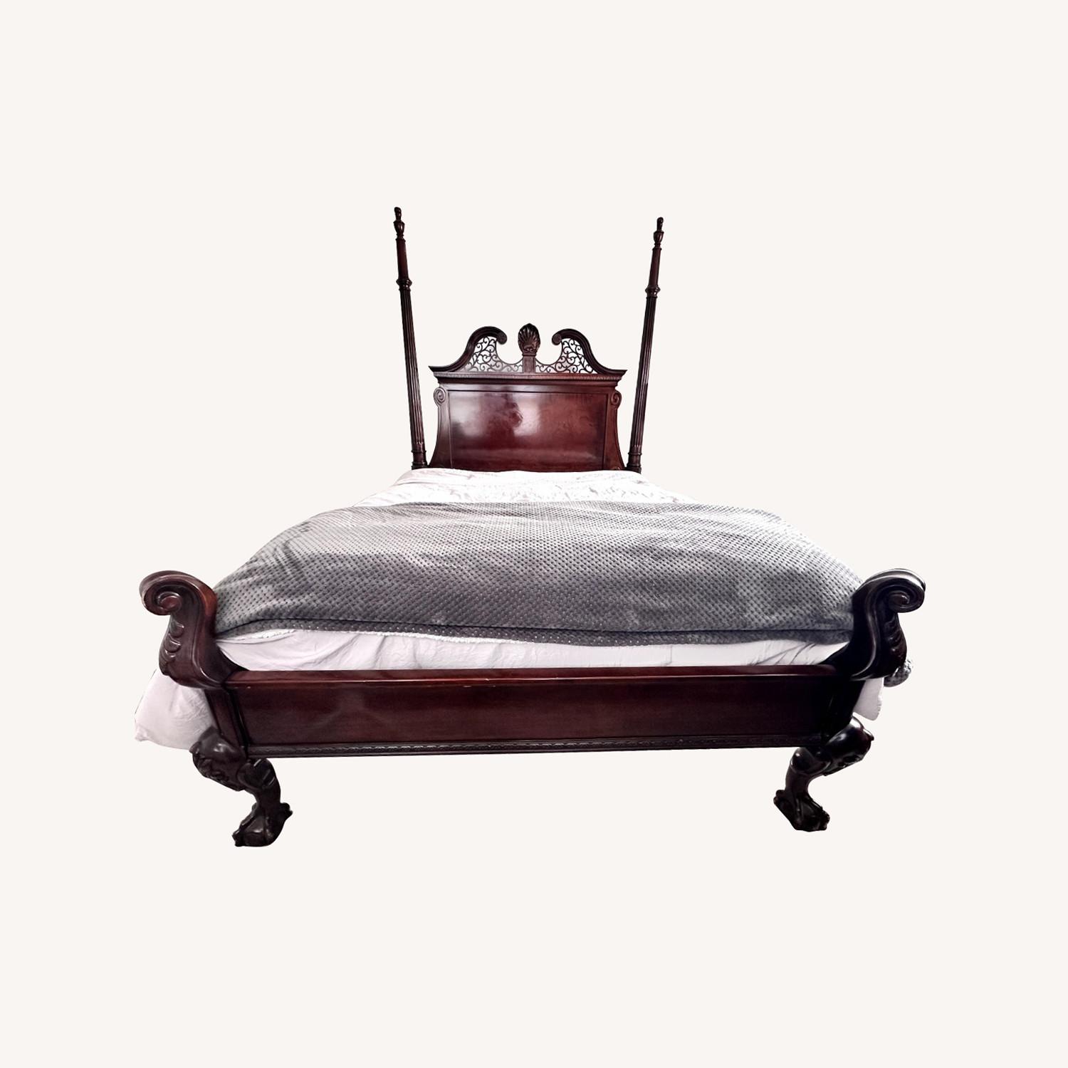 Century Furniture Dark Brown Wood Queen Bed - image-0