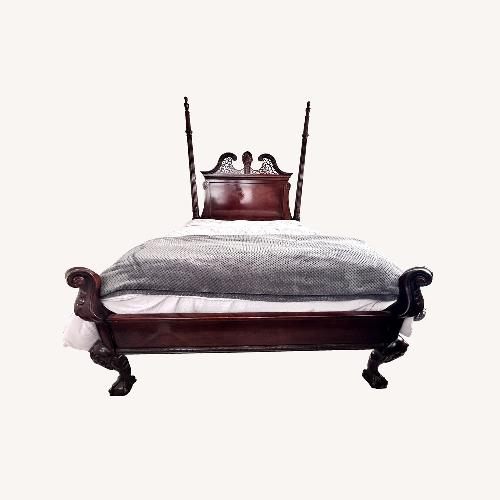 Used Century Furniture Dark Brown Wood Queen Bed for sale on AptDeco