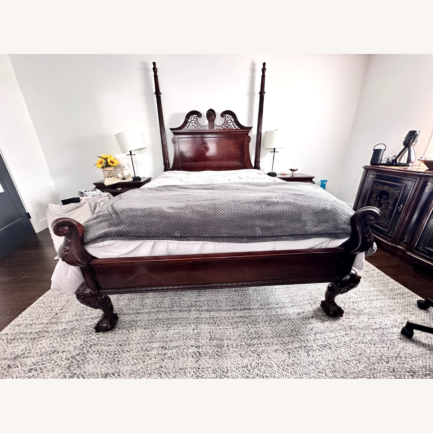 Century Furniture Dark Brown Wood Queen Bed - image-1