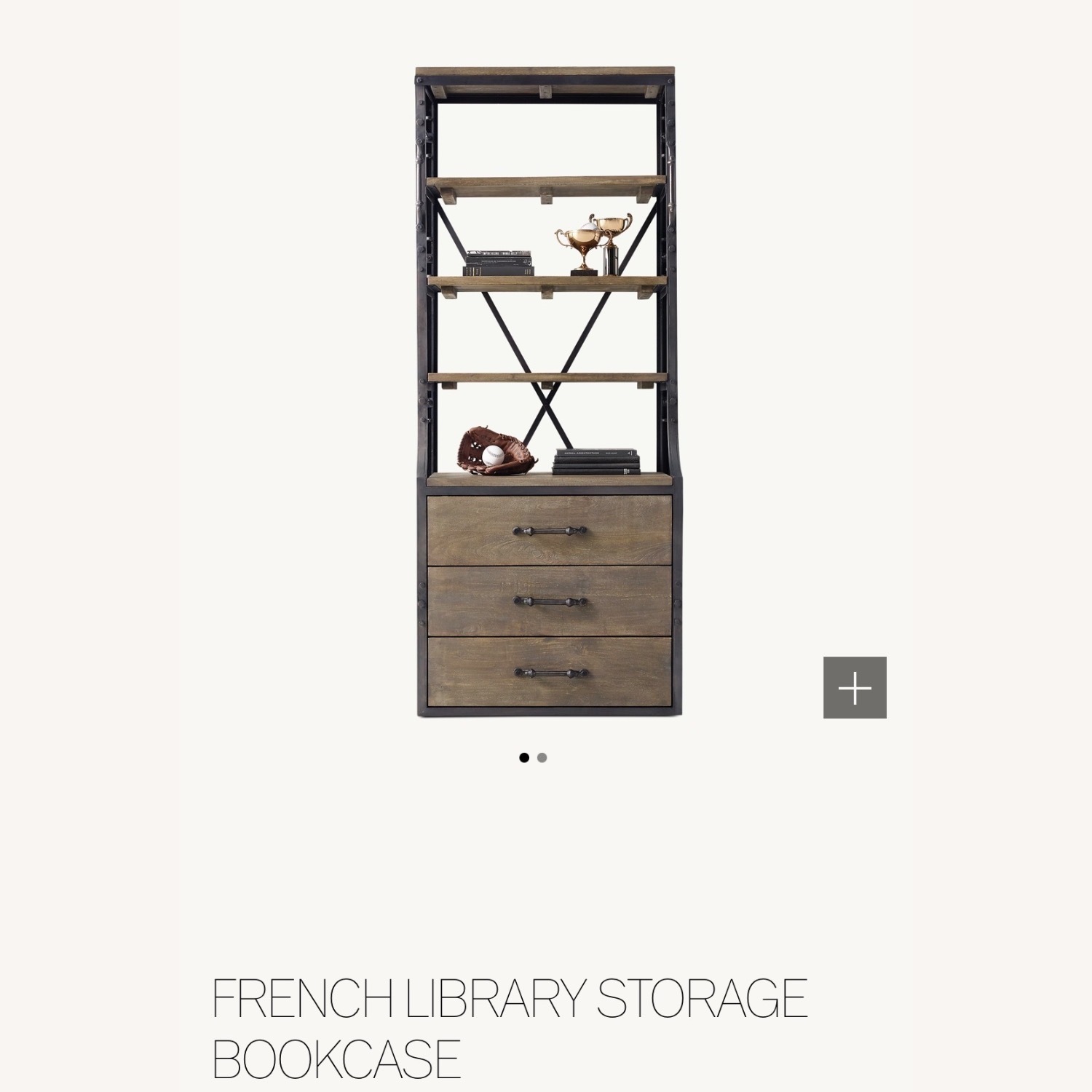 Restoration Hardware Dark Brown Wood Bookcase - image-2