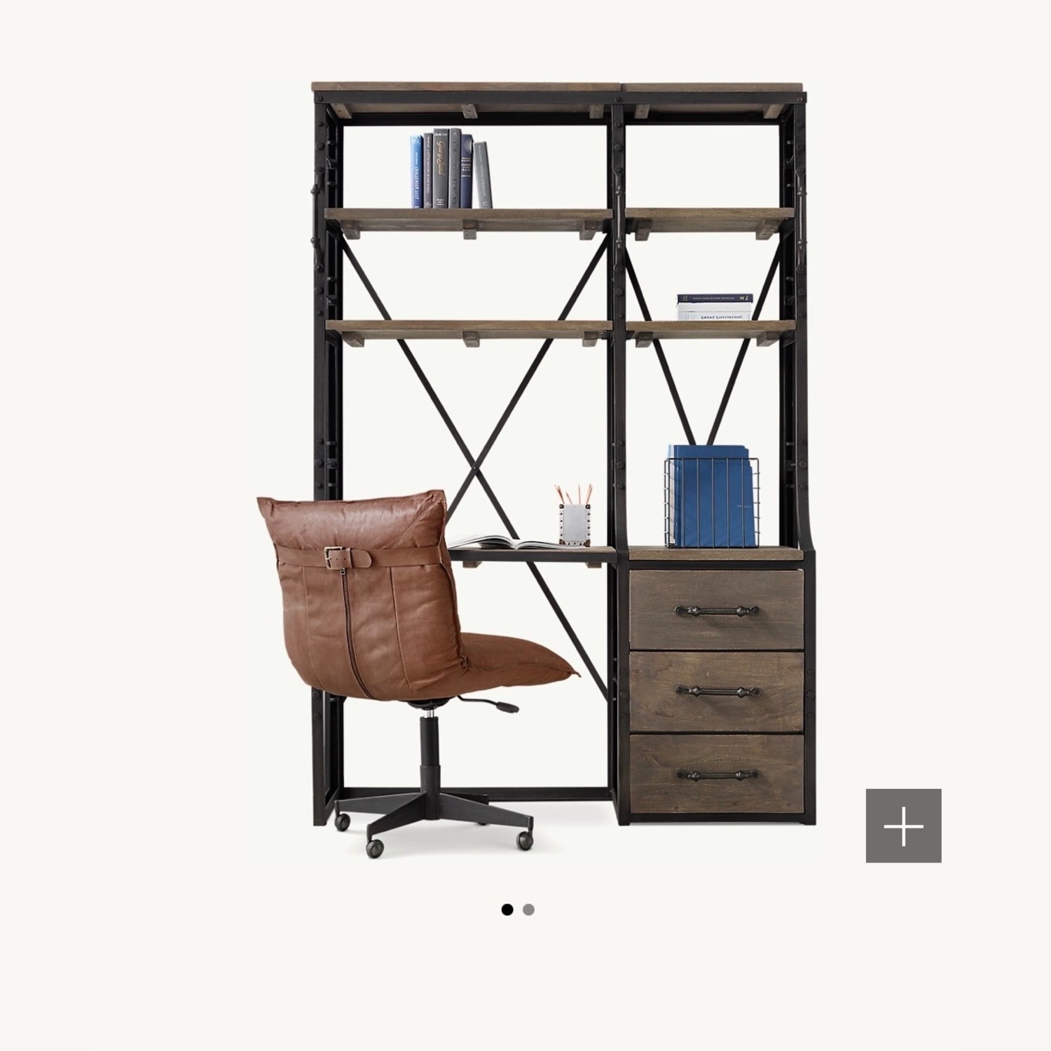 Restoration Hardware Dark Brown Wood Bookcase - image-1