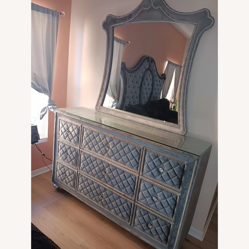 Used Dark Gray Fabric King Bed for sale on AptDeco