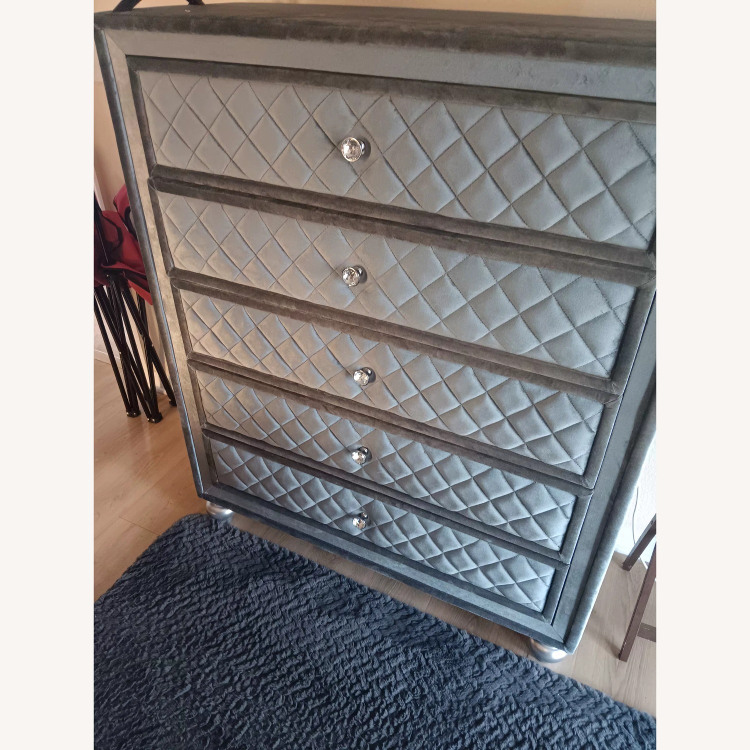 Dark Gray Fabric King Bed - image-2