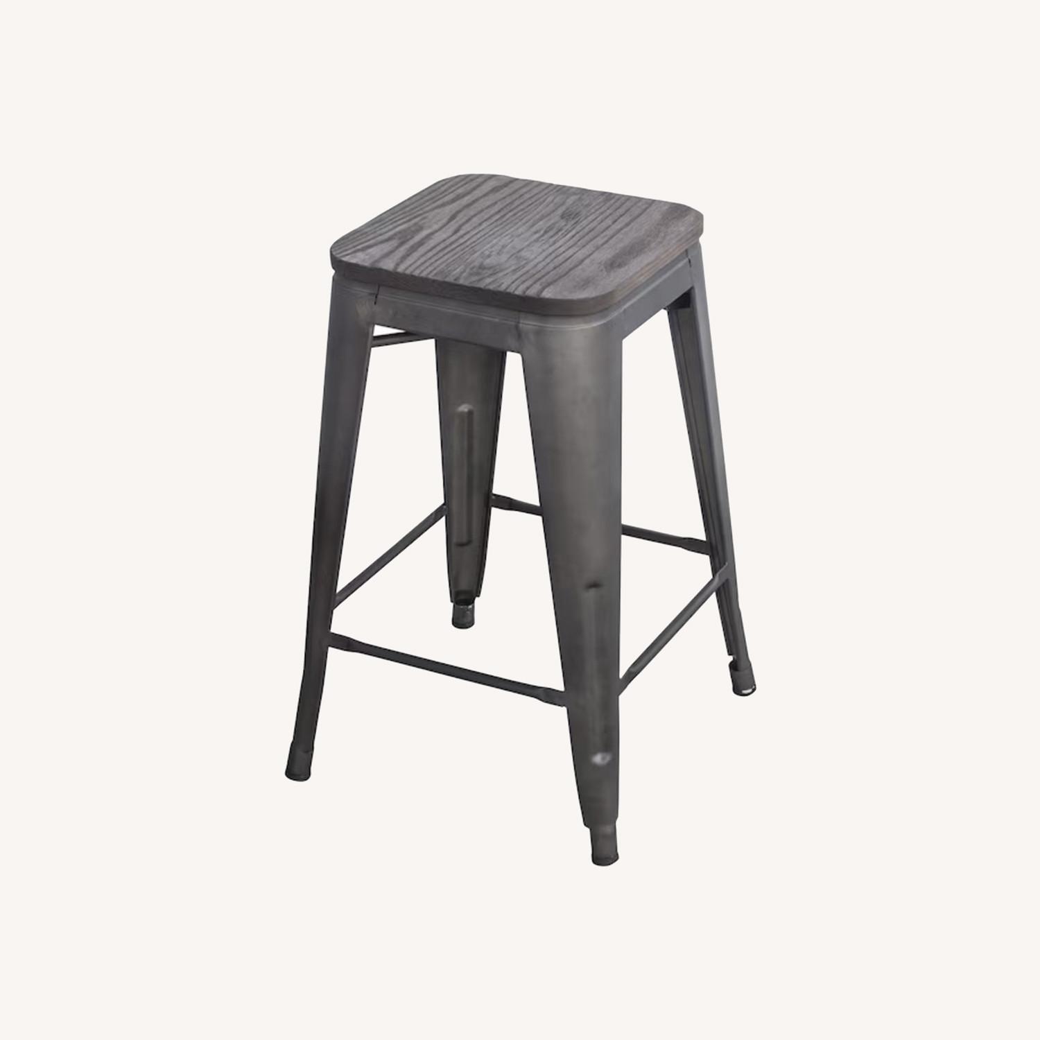 AmeriHome Loft Light Gray Metal Stools - image-0