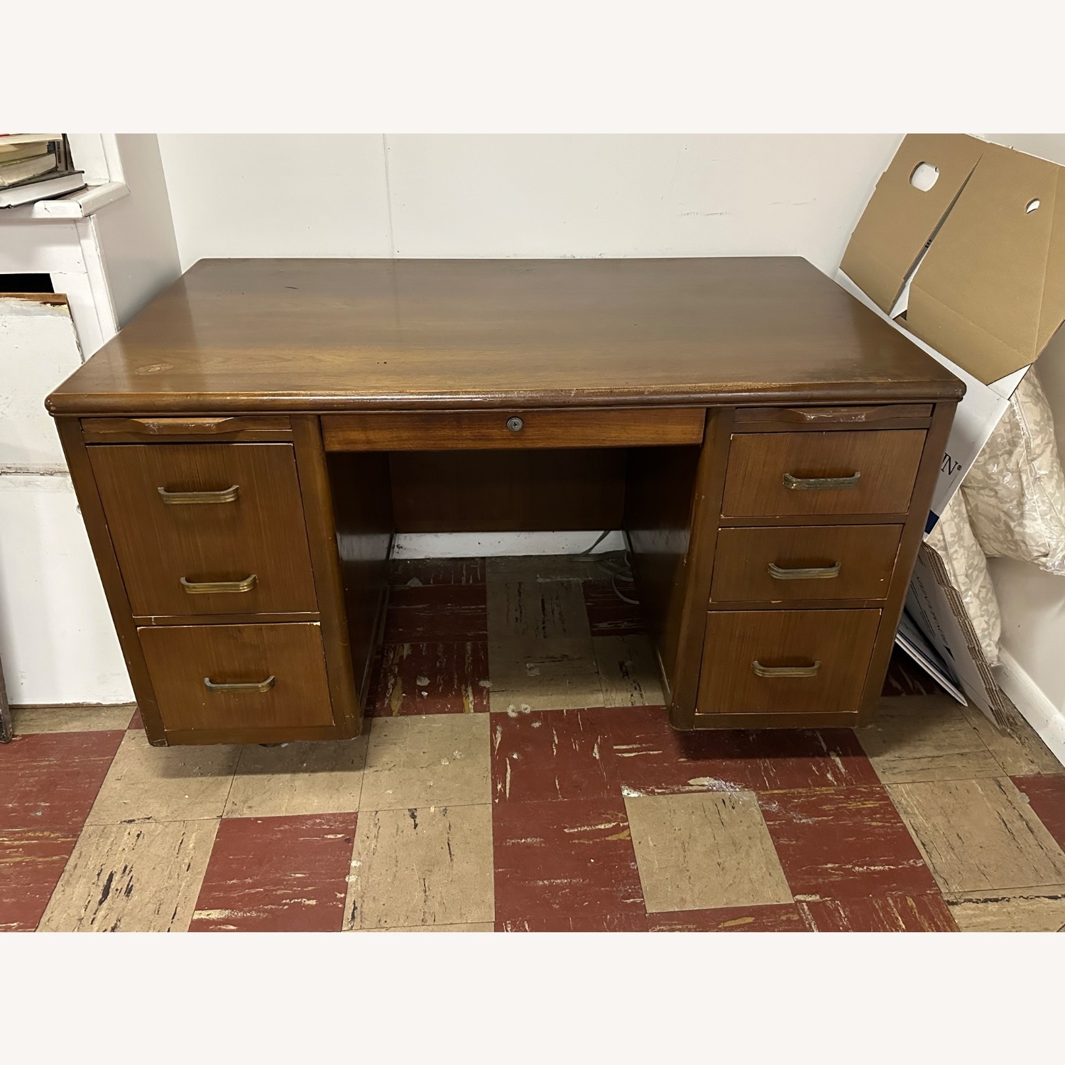 Vintage/Antique Finds Dark Brown Wood Desk - image-1
