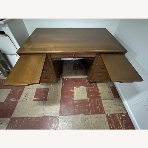 Used Vintage/Antique Finds Dark Brown Wood Desk for sale on AptDeco