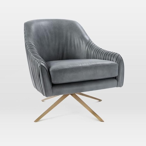 Used West Elm Roar & Rabbit Grey Leather Accent Chair for sale on AptDeco